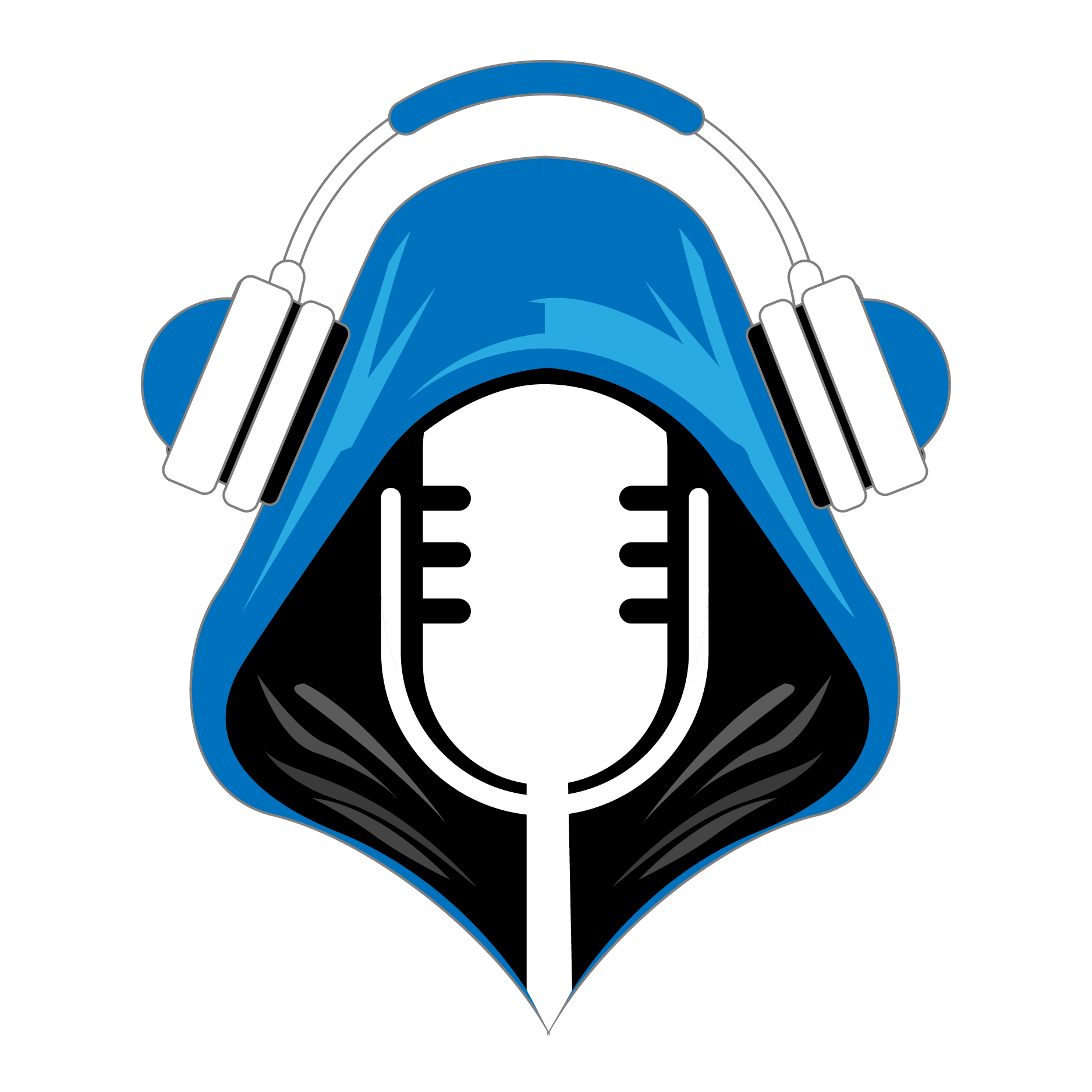 Career Downloads logo consisting of a white microphone wearing a blue hoodie and white headphones.